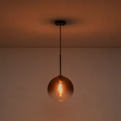 Modern Minimalist 1-light Smoked Grey Tinted Glass Globe Pendant