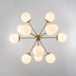 Modern Opal Glass Globe 12-light Sphere Sputnik Chandelier
