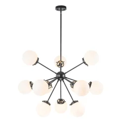 Modern Opal Glass Globe 12-light Sphere Sputnik Chandelier