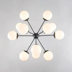 Modern Opal Glass Globe 12-light Sphere Sputnik Chandelier