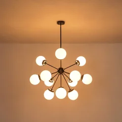 Modern Opal Glass Globe 12-light Sphere Sputnik Chandelier