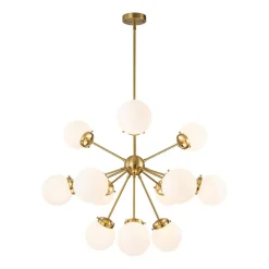 Modern Opal Glass Globe 12-light Sphere Sputnik Chandelier