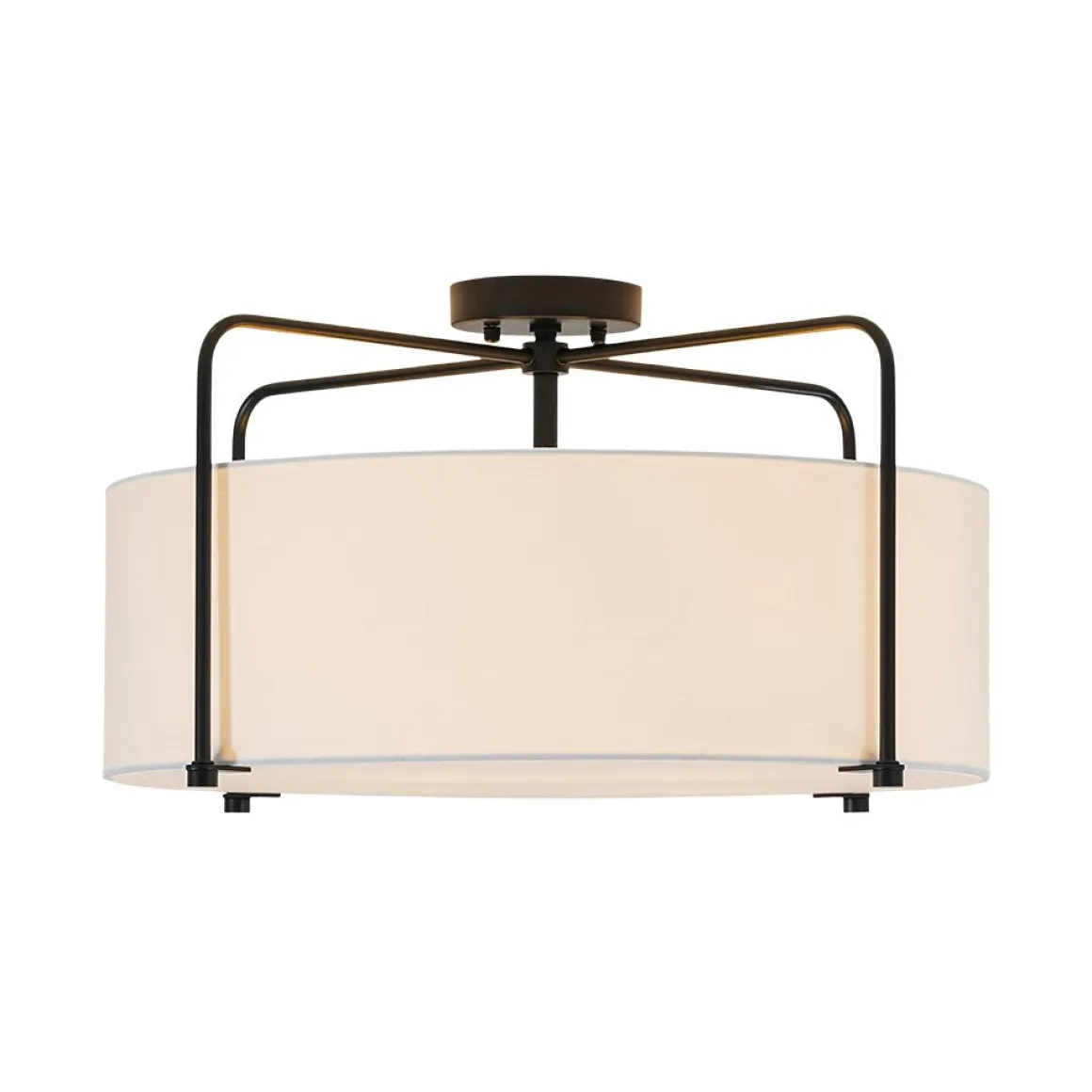 Modern Round White Fabric Drum Cage Semi Flush Mount