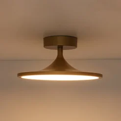 Modern Simple Brass Round Dimmable LED Semi Flush Mount