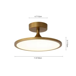 Modern Simple Brass Round Dimmable LED Semi Flush Mount