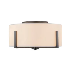 Modern Wide Drum Fabric Cage Flush Mount Light