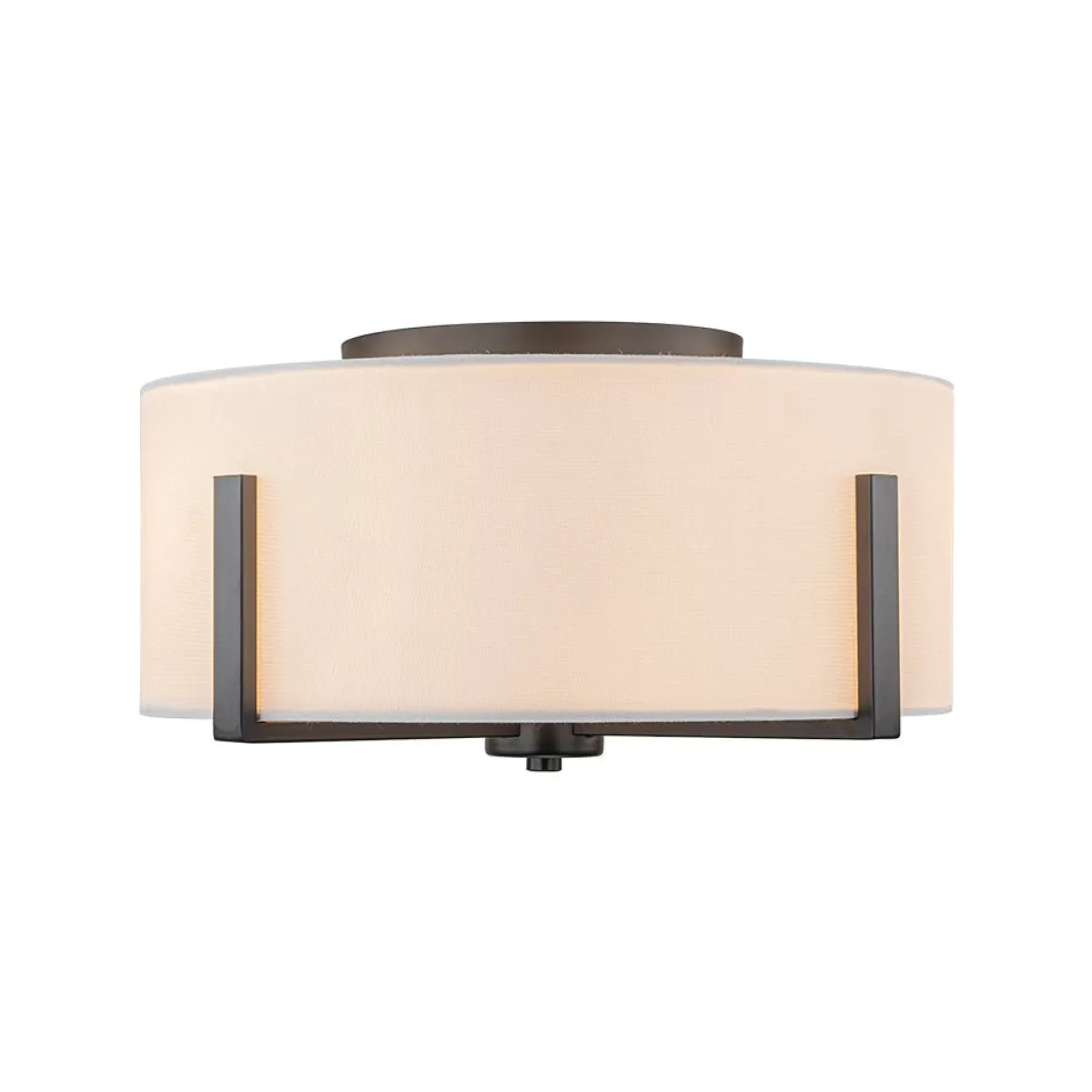 Modern Wide Drum Fabric Cage Flush Mount Light