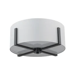 Modern Wide Drum Fabric Cage Flush Mount Light