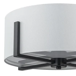 Modern Wide Drum Fabric Cage Flush Mount Light