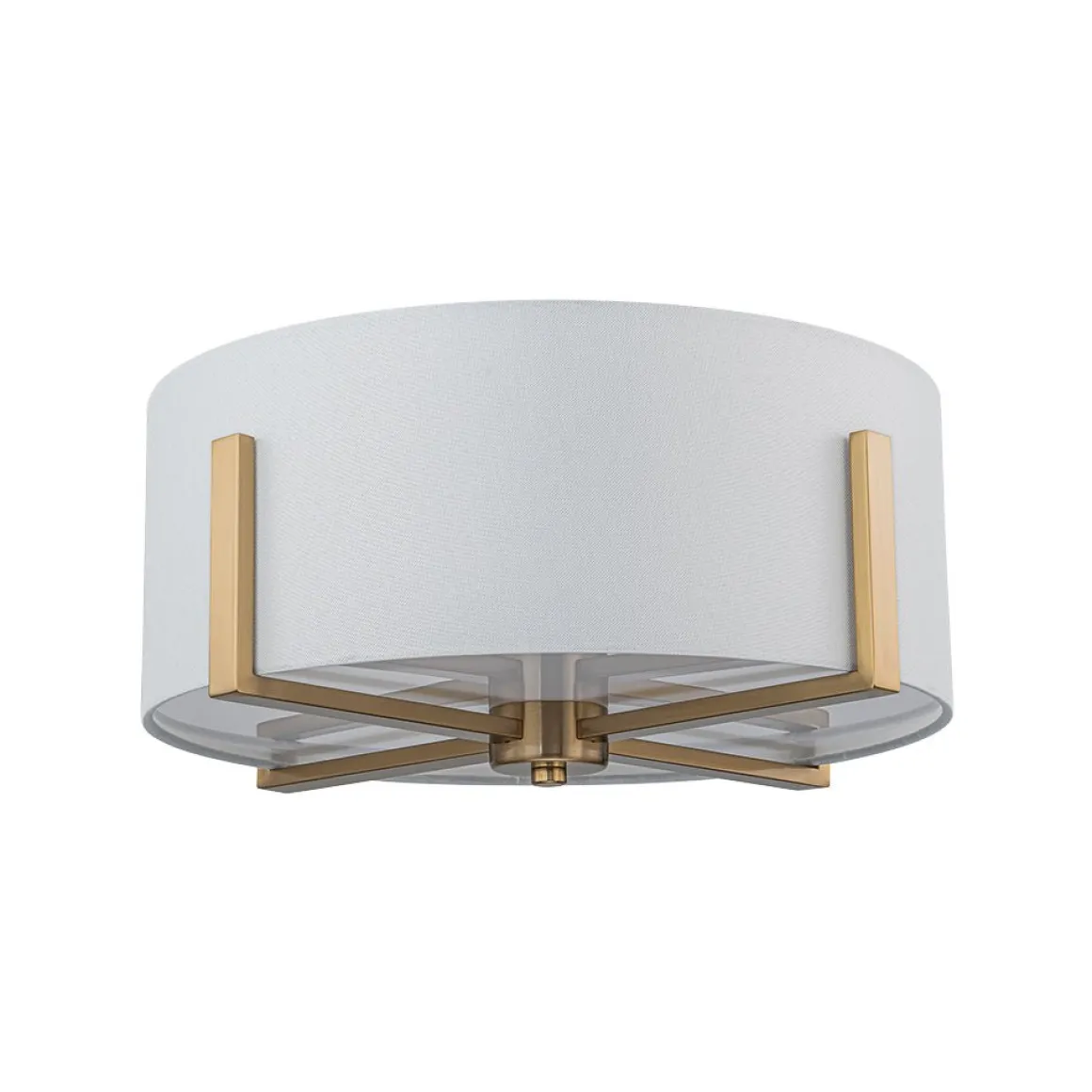 Modern Wide Drum Fabric Cage Flush Mount Light
