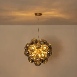 Moody Luxe Cluster Smoked Glass Bubble Sphere Chandelier