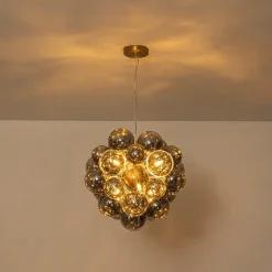 Moody Luxe Cluster Smoked Glass Bubble Sphere Chandelier