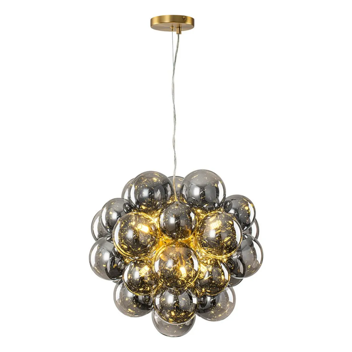 Moody Luxe Cluster Smoked Glass Bubble Sphere Chandelier