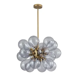 Morandi 18-Light Cluster Lavender Gray Glass Bubble Chandelier