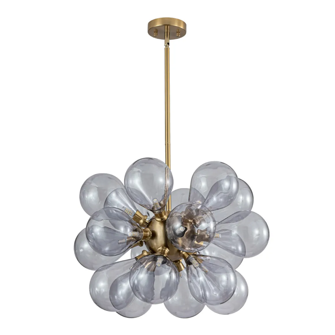 Morandi 18-Light Cluster Lavender Gray Glass Bubble Chandelier