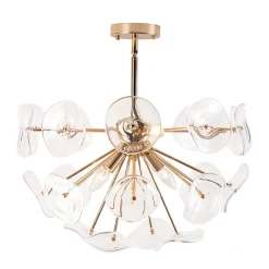 Morning Glory Glass Bloom Sunburst Semi Flush Chandelier