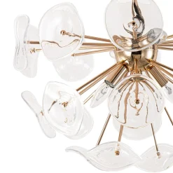 Morning Glory Glass Bloom Sunburst Semi Flush Chandelier