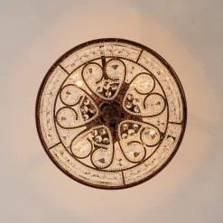 Moroccan Antique Crystal Drum Cage Semi Flush Mount