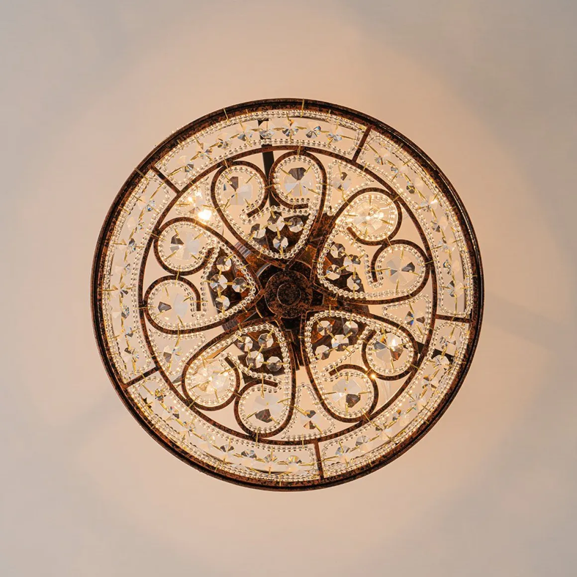 Moroccan Antique Crystal Drum Cage Semi Flush Mount