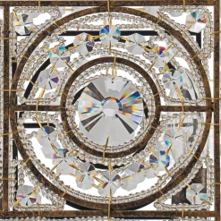 Moroccan Glam Antique Crystal Square Cage Chandelier