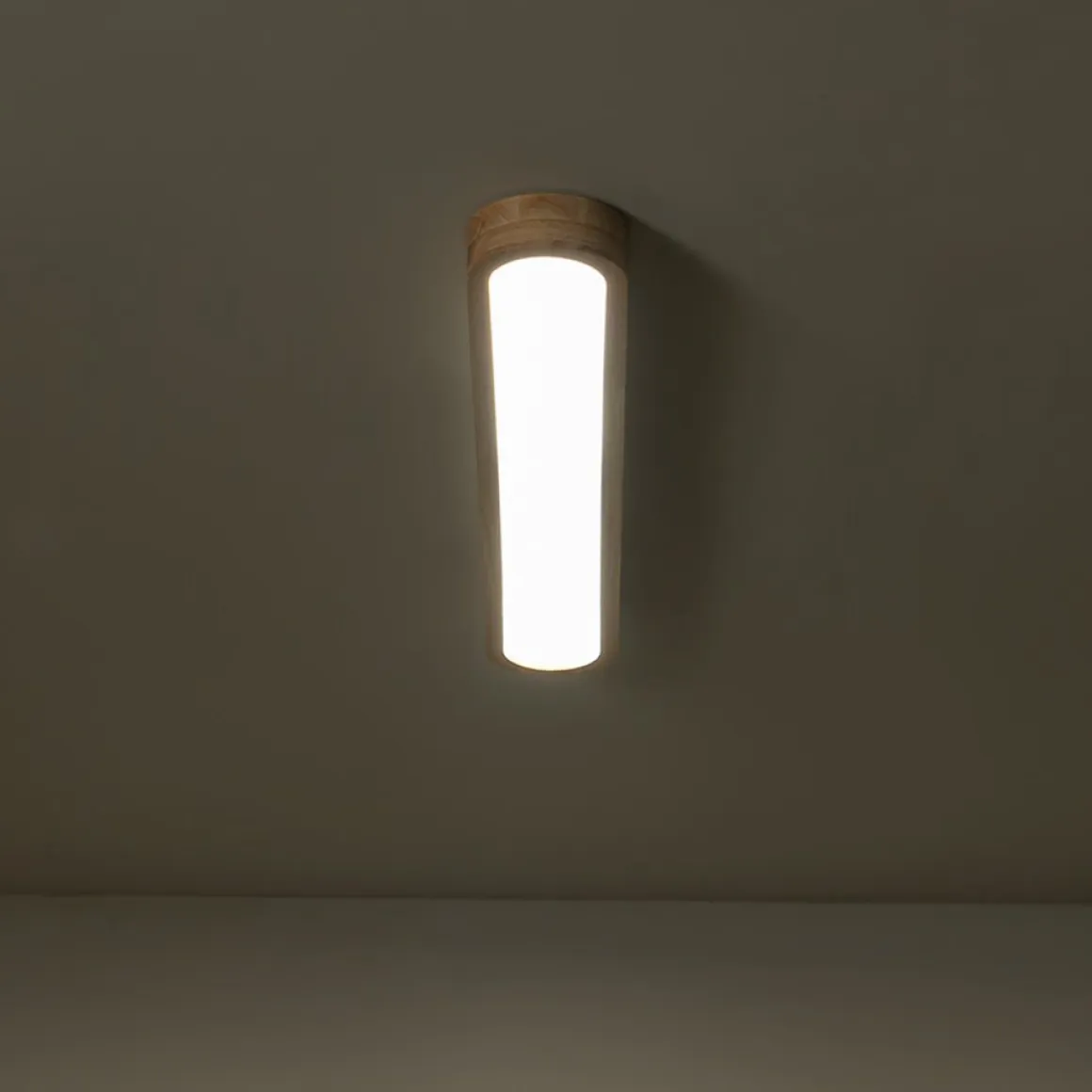 Natural Wood Long Oval Dimmable LED Flush Mount Light