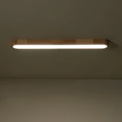 Natural Wood Long Oval Dimmable LED Flush Mount Light