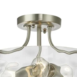 Nickel Hammered Glass Semi Flush