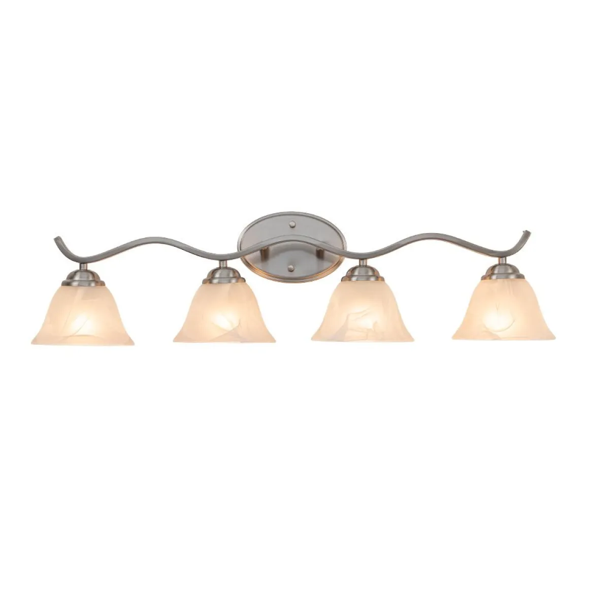 Nickel 4-Light Cloud Glass Bell Shade Vanity Light