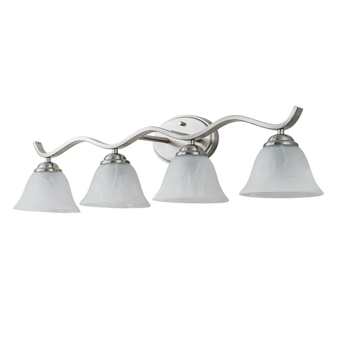 Nickel 4-Light Cloud Glass Bell Shade Vanity Light