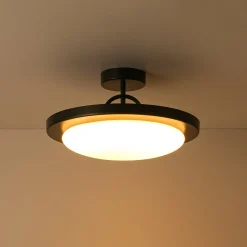 Nordic Black White Dimmable LED Round Semi Flush Mount