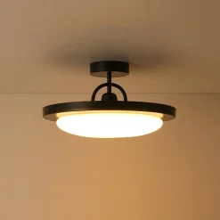 Nordic Black White Dimmable LED Round Semi Flush Mount