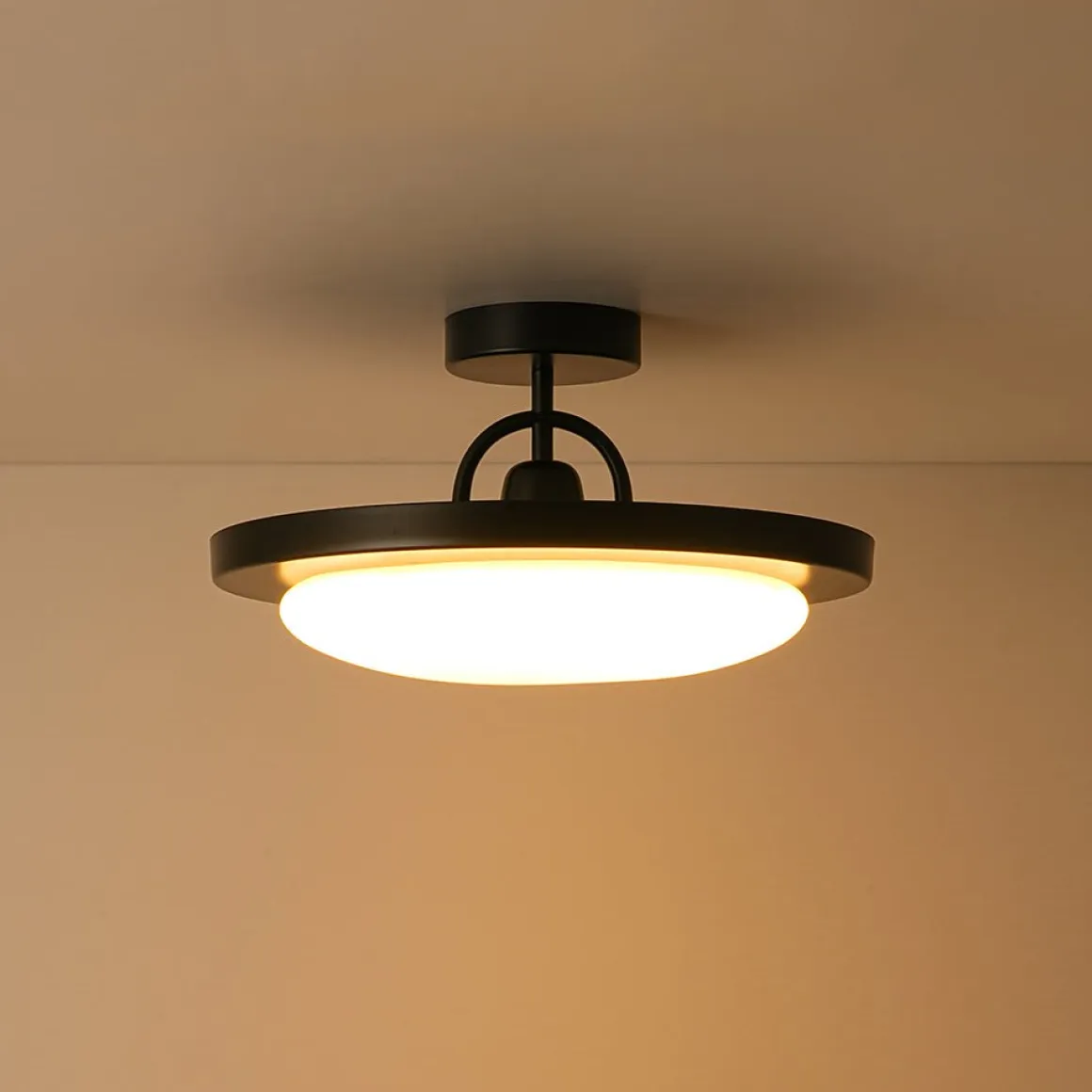 Nordic Black White Dimmable LED Round Semi Flush Mount