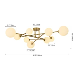 Opal Glass Bubble Brass Linear Sputnik Semi Flush Mount