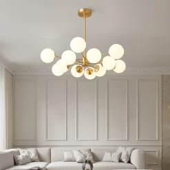 Opal Glass Globe Sputnik Chandelier