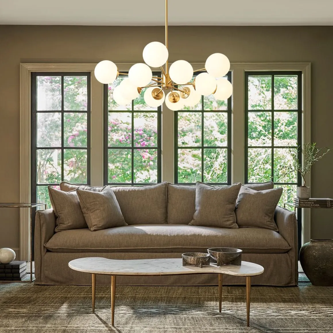 Opal Glass Globe Sputnik Chandelier