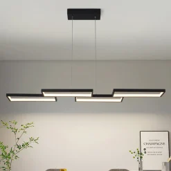 (OpenBox) Black 4-light Rectangular Dimmable LED Kitchen Island Pendant