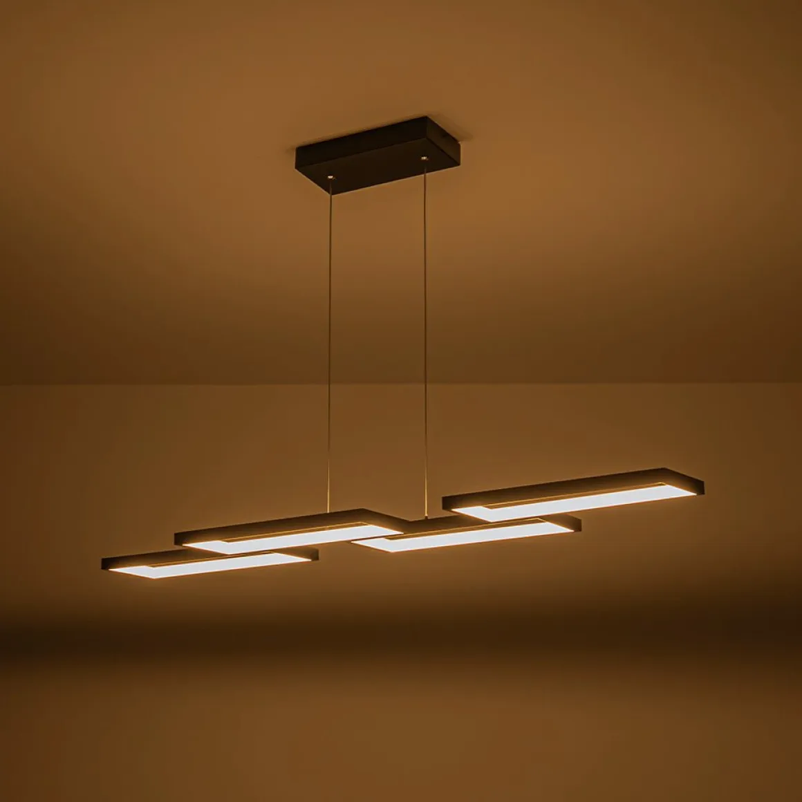 (OpenBox) Black 4-light Rectangular Dimmable LED Kitchen Island Pendant