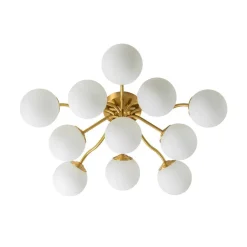 (OpenBox) Bloom Brass Frosted Glass Bubble Semi Flush Chandelier