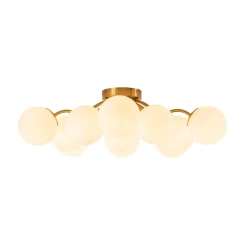 (OpenBox) Bloom Brass Frosted Glass Bubble Semi Flush Chandelier