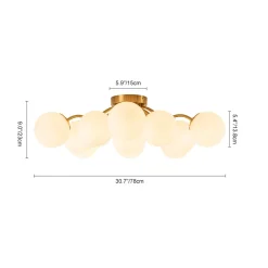(OpenBox) Bloom Brass Frosted Glass Bubble Semi Flush Chandelier