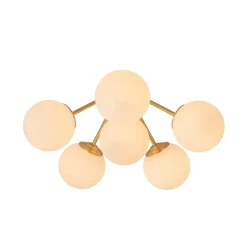 (OpenBox) Bloom Brass Frosted Glass Bubble Semi Flush Chandelier