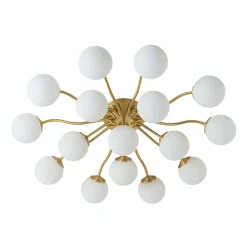 (OpenBox) Bloom Brass Frosted Glass Bubble Semi Flush Chandelier
