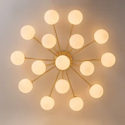 (OpenBox) Bloom Brass Frosted Glass Bubble Semi Flush Chandelier
