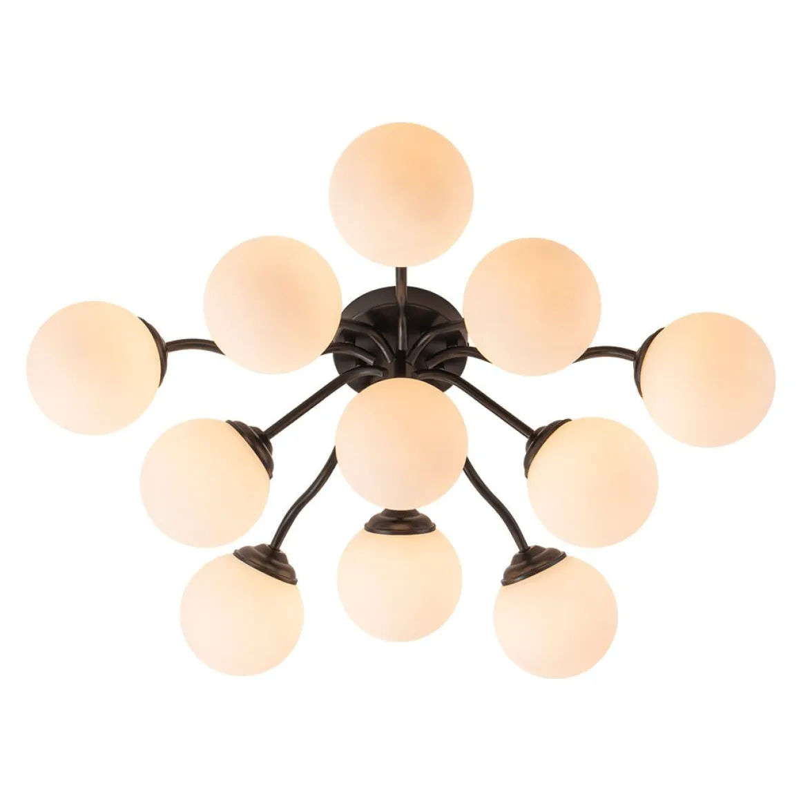 (OpenBox) Bloom Brass Frosted Glass Bubble Semi Flush Chandelier