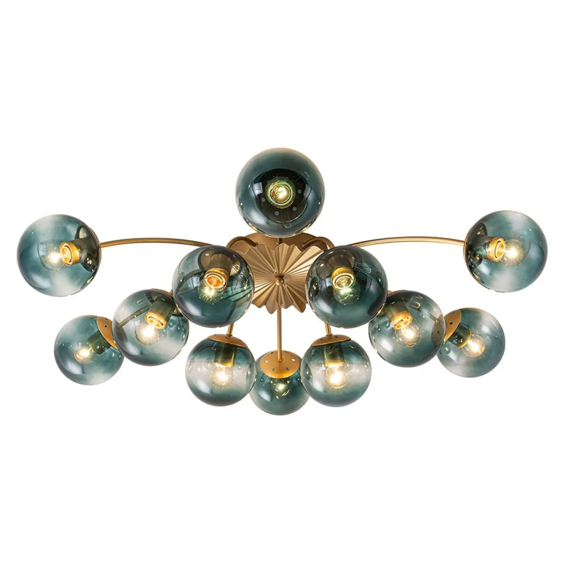 (OpenBox) Bloom 12-Light Blue Glass Bubble Semi Flush Chandelier