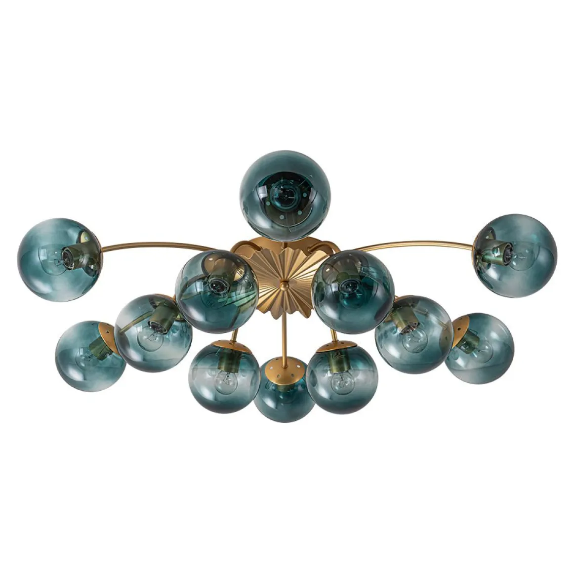 (OpenBox) Bloom 12-Light Blue Glass Bubble Semi Flush Chandelier
