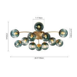 (OpenBox) Bloom 12-Light Blue Glass Bubble Semi Flush Chandelier