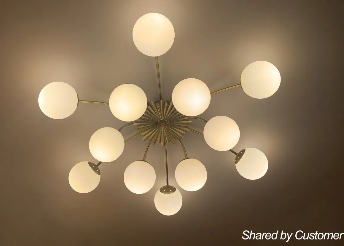(OpenBox) Blossom 12-Light Opal Glass Bubble Semi Flush Chandelier