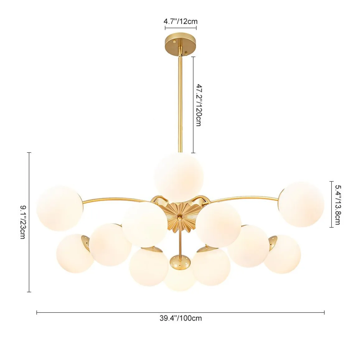 (OpenBox) Blossom 12-Light Opal Glass Bubble Semi Flush Chandelier