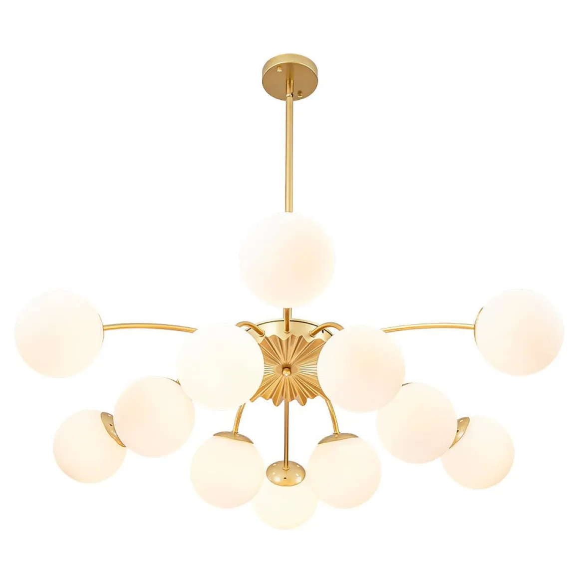 (OpenBox) Blossom 12-Light Opal Glass Bubble Semi Flush Chandelier